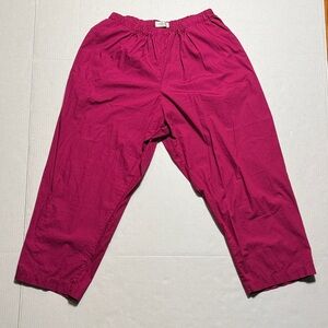 KRISTA LARSON Women's 100% Cotton Vibrant Pink Pants Relaxed Fit Side Pockets OS